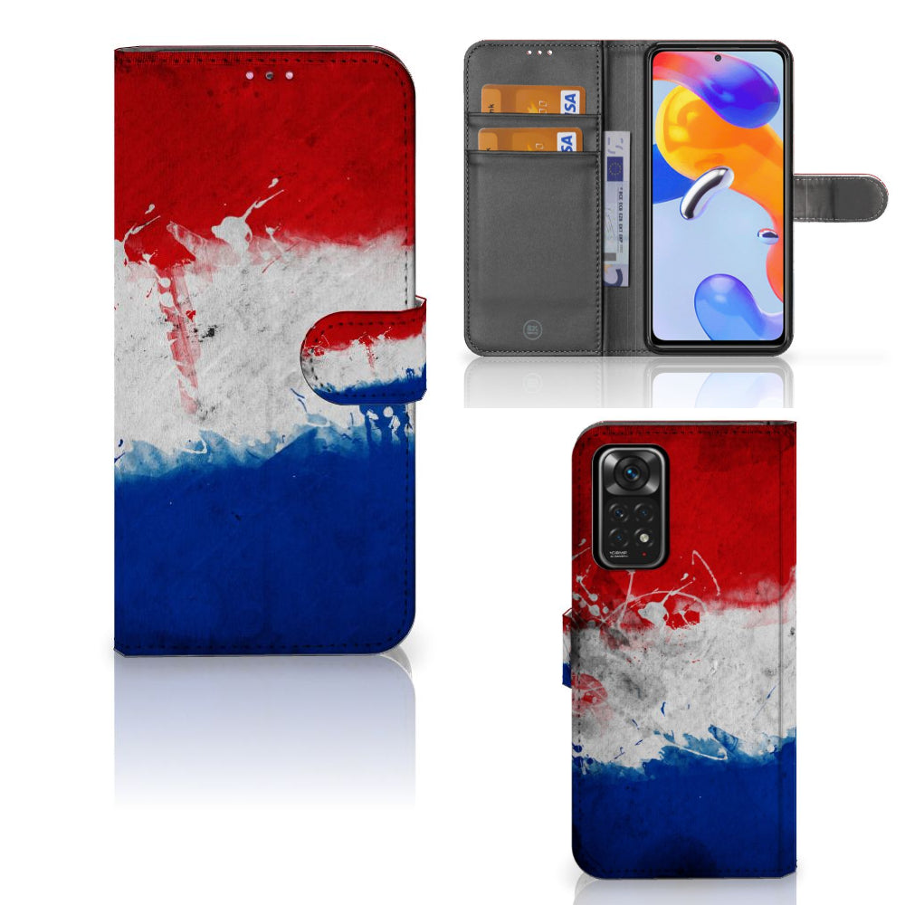 Xiaomi Redmi Note 11 Pro 5G/4G Bookstyle Case Nederland met artistiek ontwerp van de Nederlandse vlag.