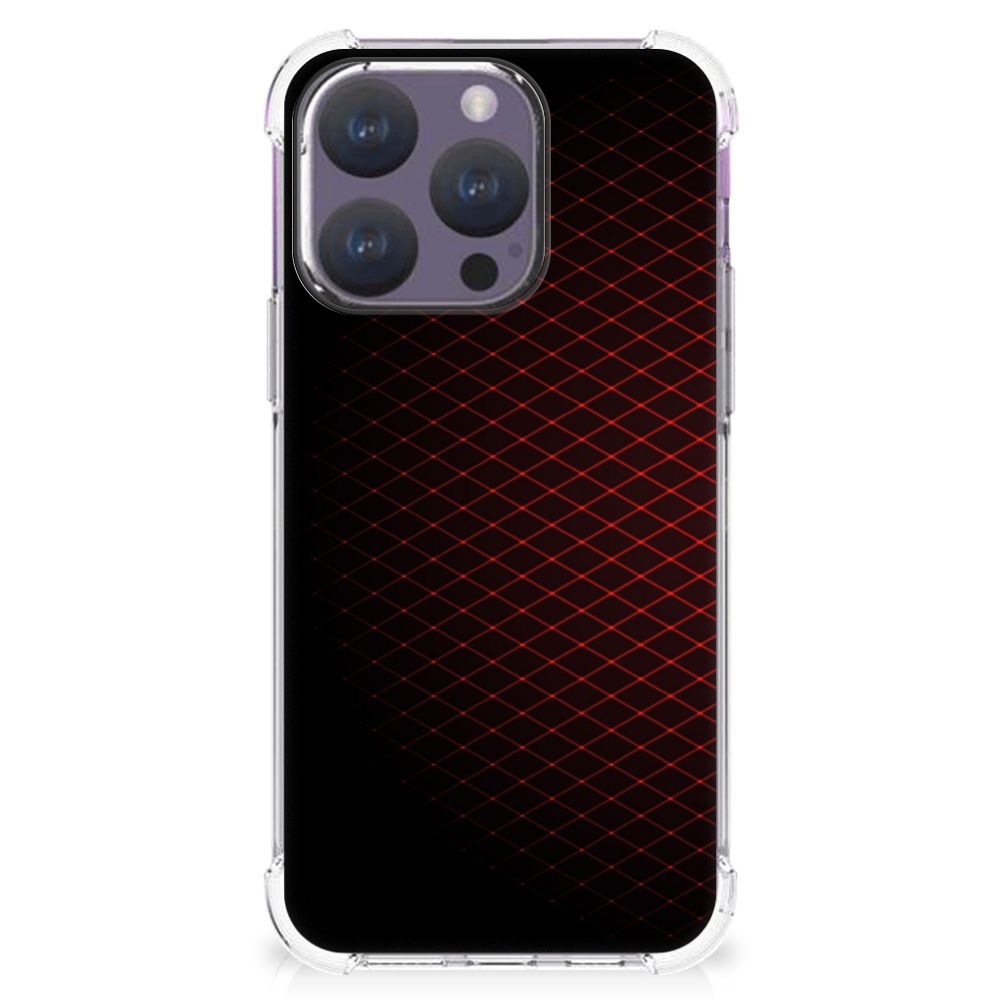 iPhone 15 Pro Doorzichtige Silicone Hoesje Geruit Rood B2C Telecom