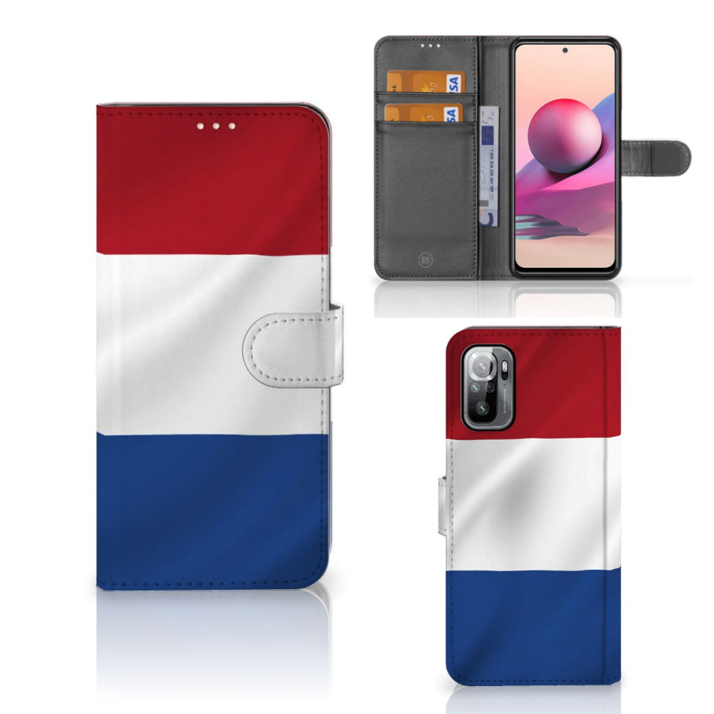 Xiaomi Redmi Note 10/10T 5G | Poco M3 Pro Bookstyle Case Nederlandse Vlag met pasjes en Nederlandse vlag ontwerp