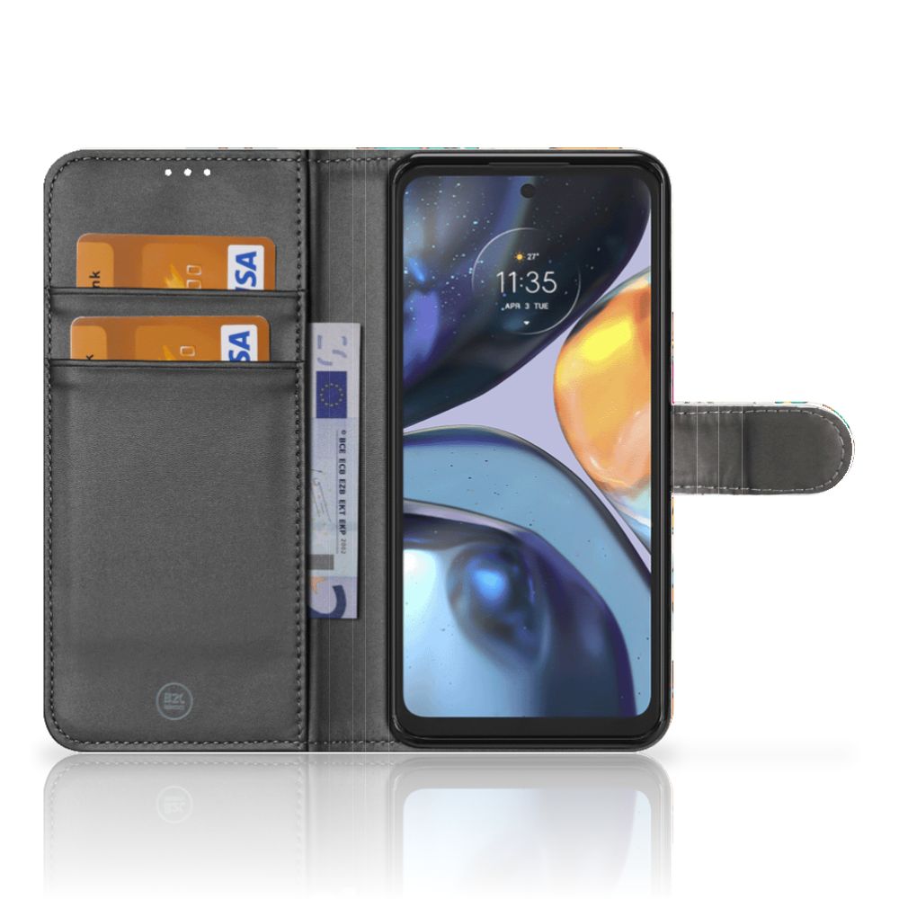 Motorola Moto G22 Telefoonhoesje met Pasjes Vrolijke Uilen
