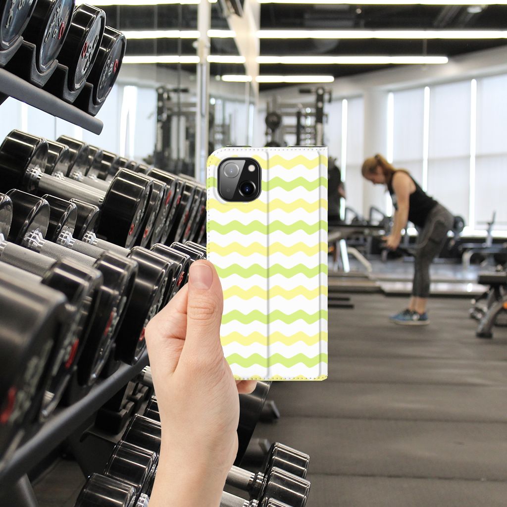 Apple iPhone 14 Plus Hoesje met Magneet Waves Yellow