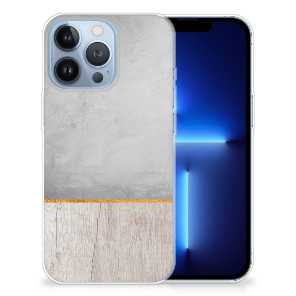 Apple iPhone 13 Pro Bumper Hoesje Wood Concrete