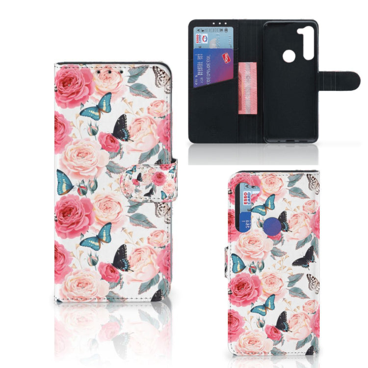 Motorola G8 Power Hoesje Butterfly Roses