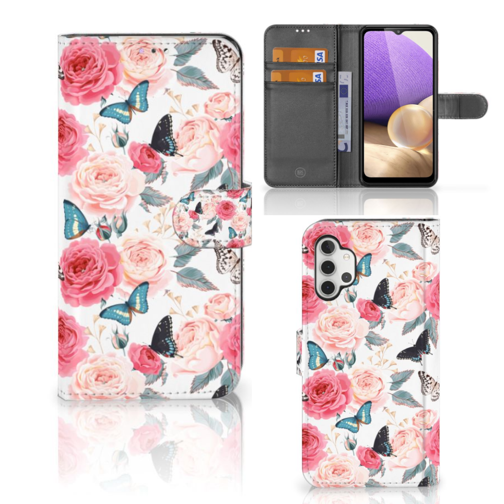 Samsung Galaxy A32 4G Hoesje Butterfly Roses