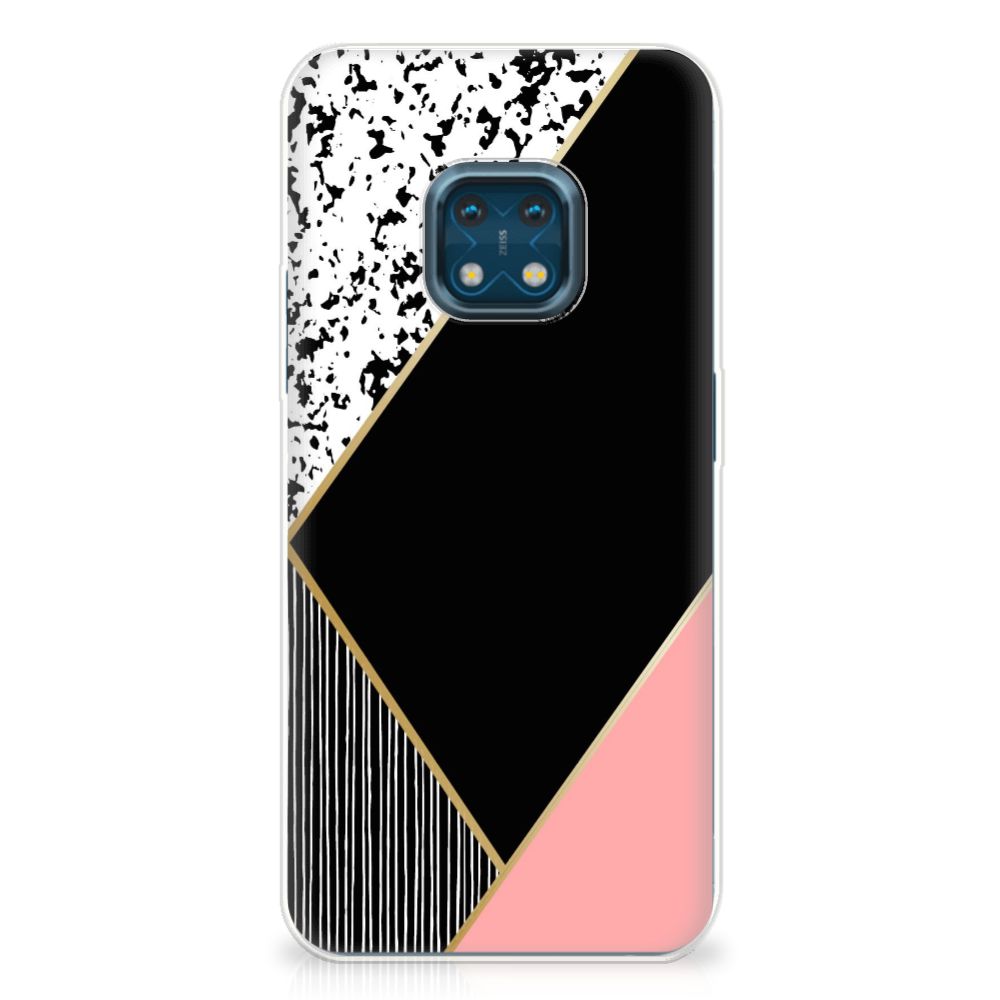 Nokia XR20 TPU Hoesje Zwart Roze Vormen