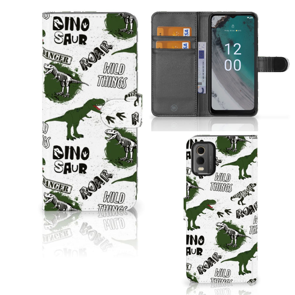 Telefoonhoesje met Pasjes voor Nokia C32 Dinosaurus
