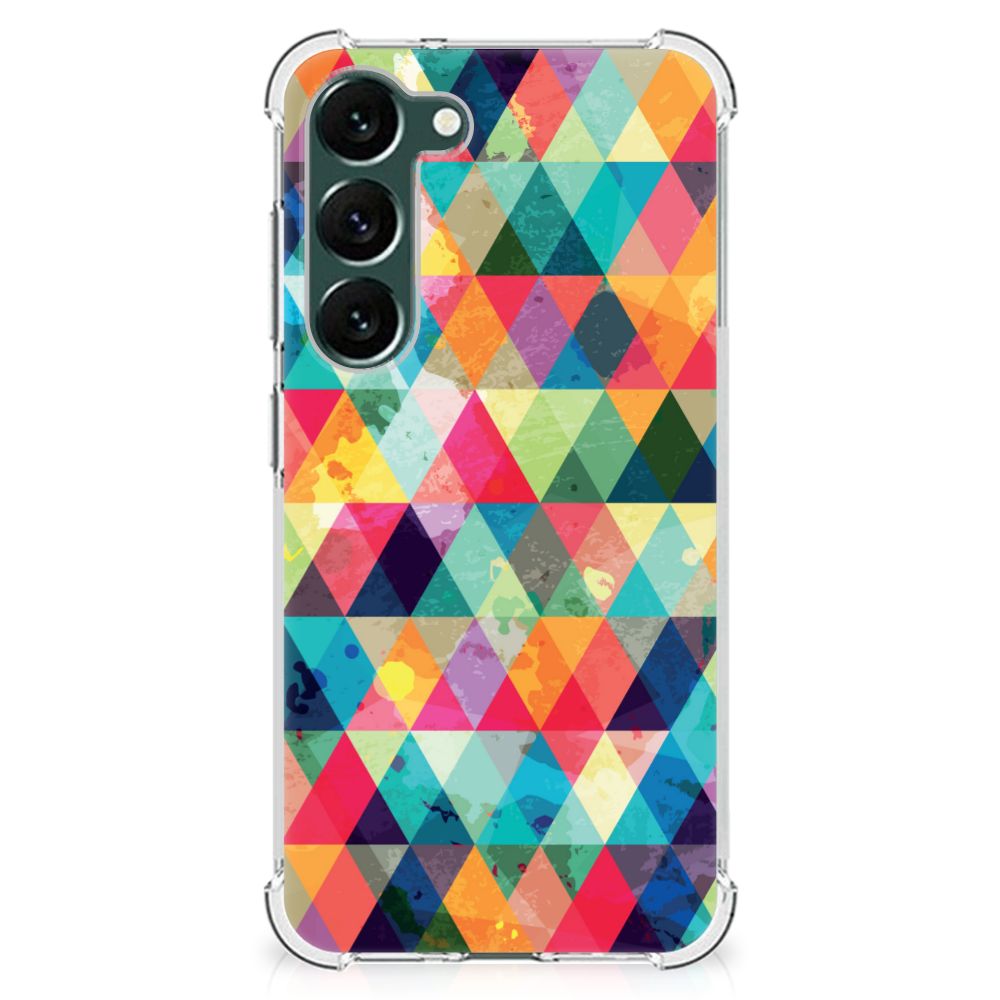 Samsung Galaxy S23 Plus Doorzichtige Silicone Hoesje Geruit B2C Telecom