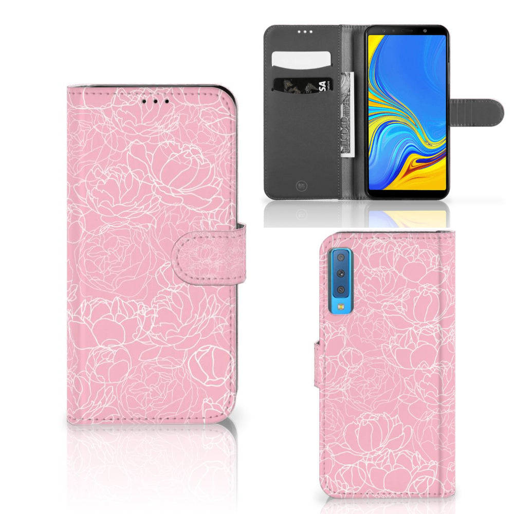 Samsung Galaxy A7 (2018) Hoesje White Flowers