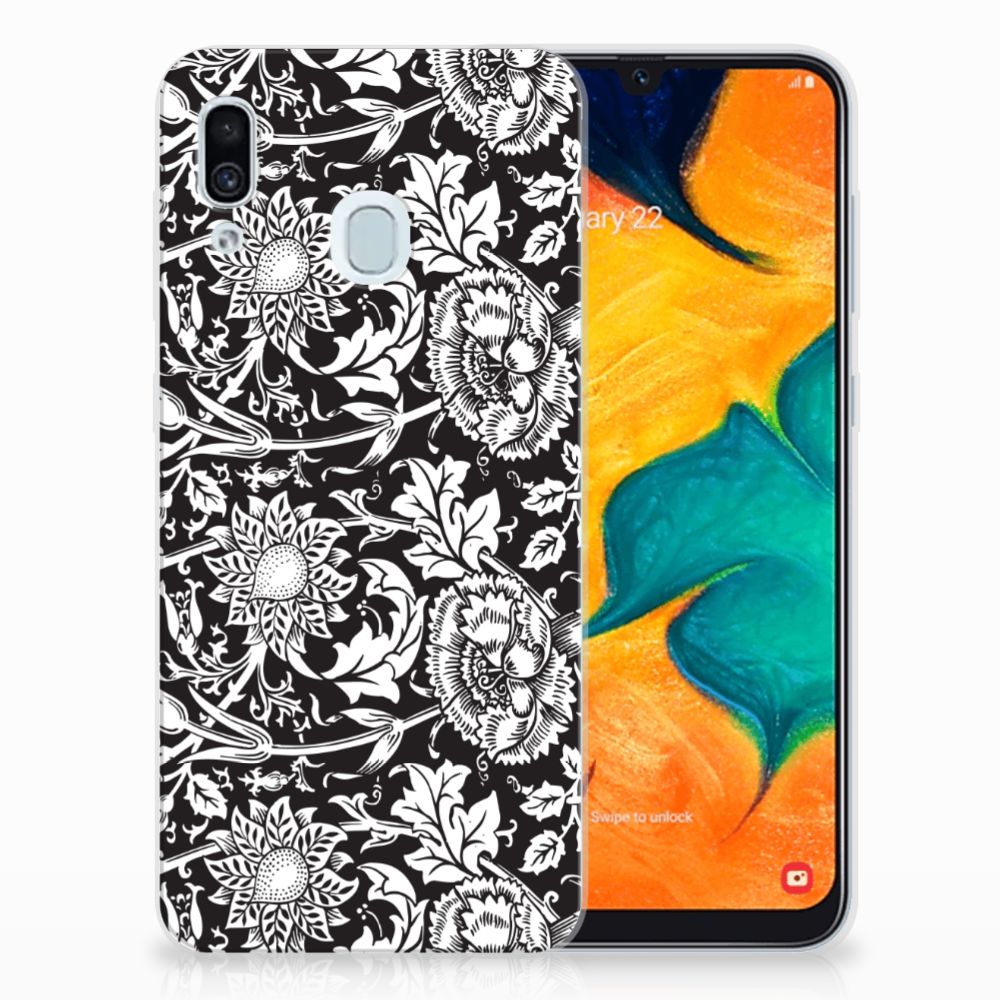 Samsung Galaxy A30 TPU Case Black Flowers