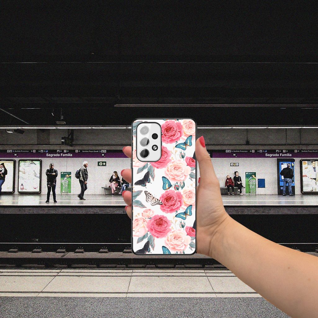 Samsung Galaxy A53 Bloemen Hoesje Butterfly Roses B2C Telecom