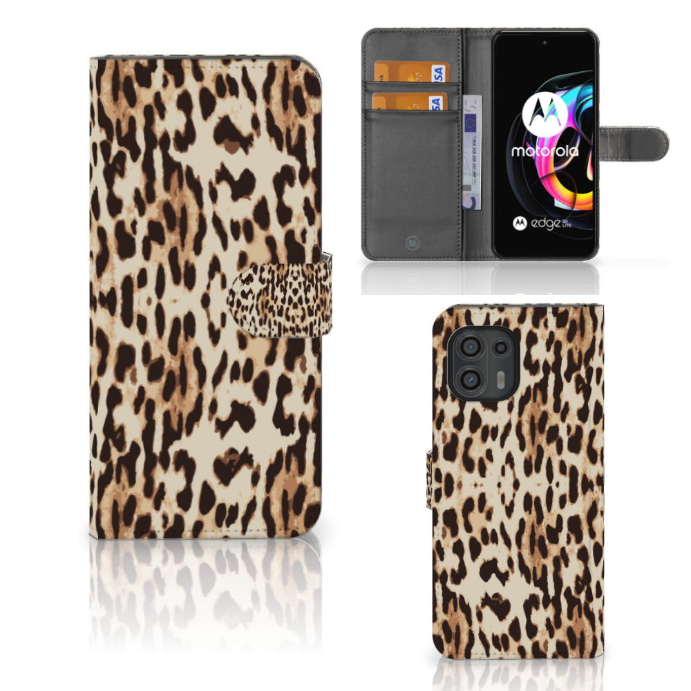 Motorola Edge 20 Lite Telefoonhoesje met Pasjes Leopard
