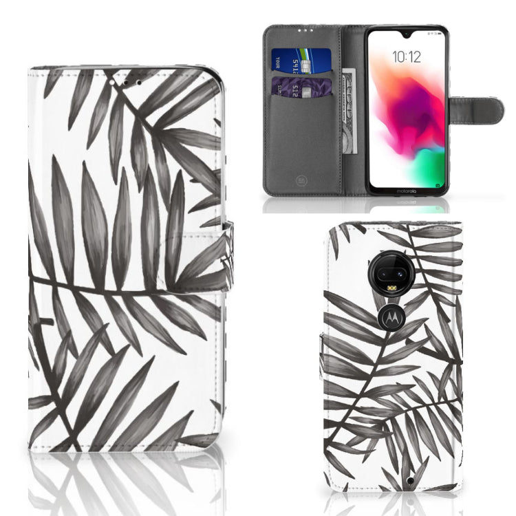 Motorola Moto G7 | G7 Plus Hoesje Leaves Grey