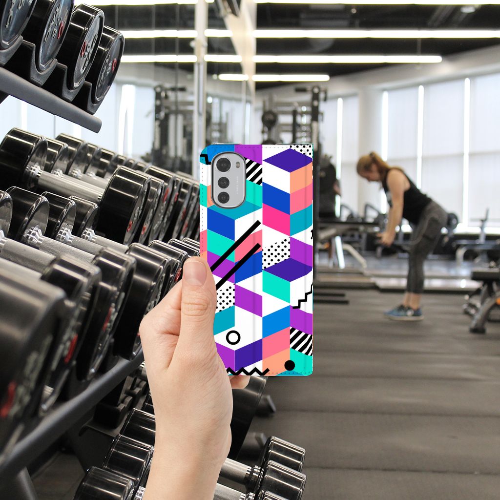 Motorola Moto E32 | Moto E32s Stand Case Blokken Kleurrijk - B2C Telecom