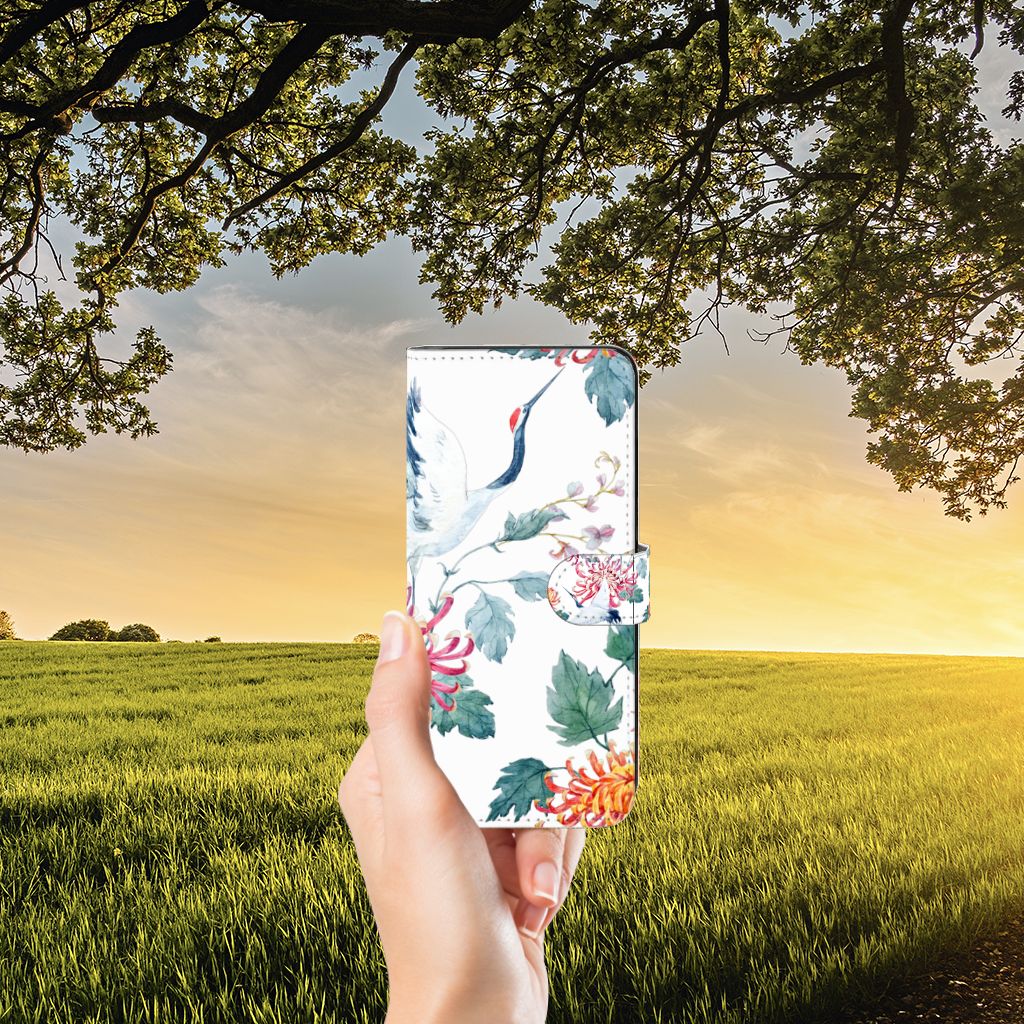 Motorola Moto E22 | E22i Telefoonhoesje met Pasjes Bird Flowers