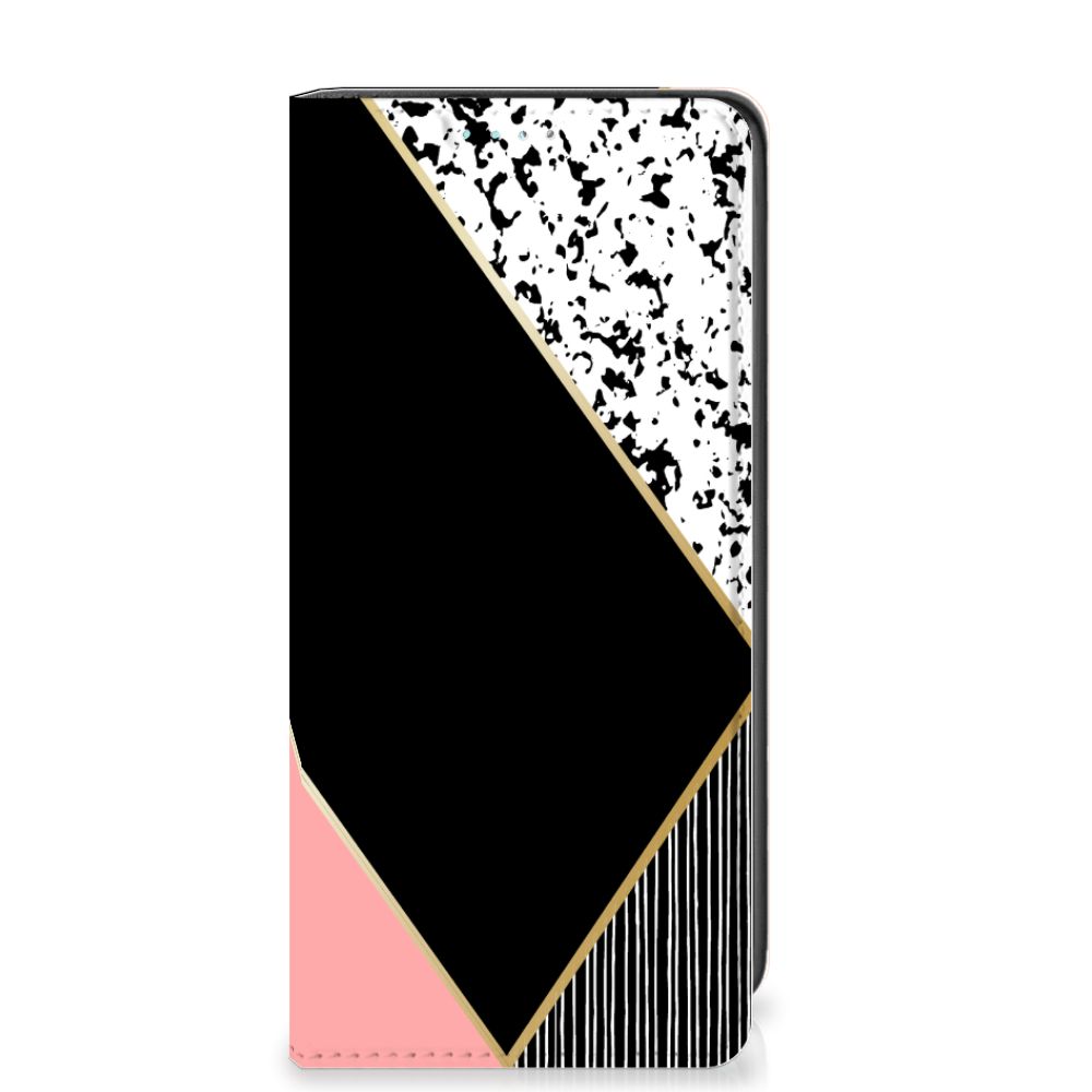 Samsung Galaxy A41 Stand Case Zwart Roze Vormen - B2C Telecom