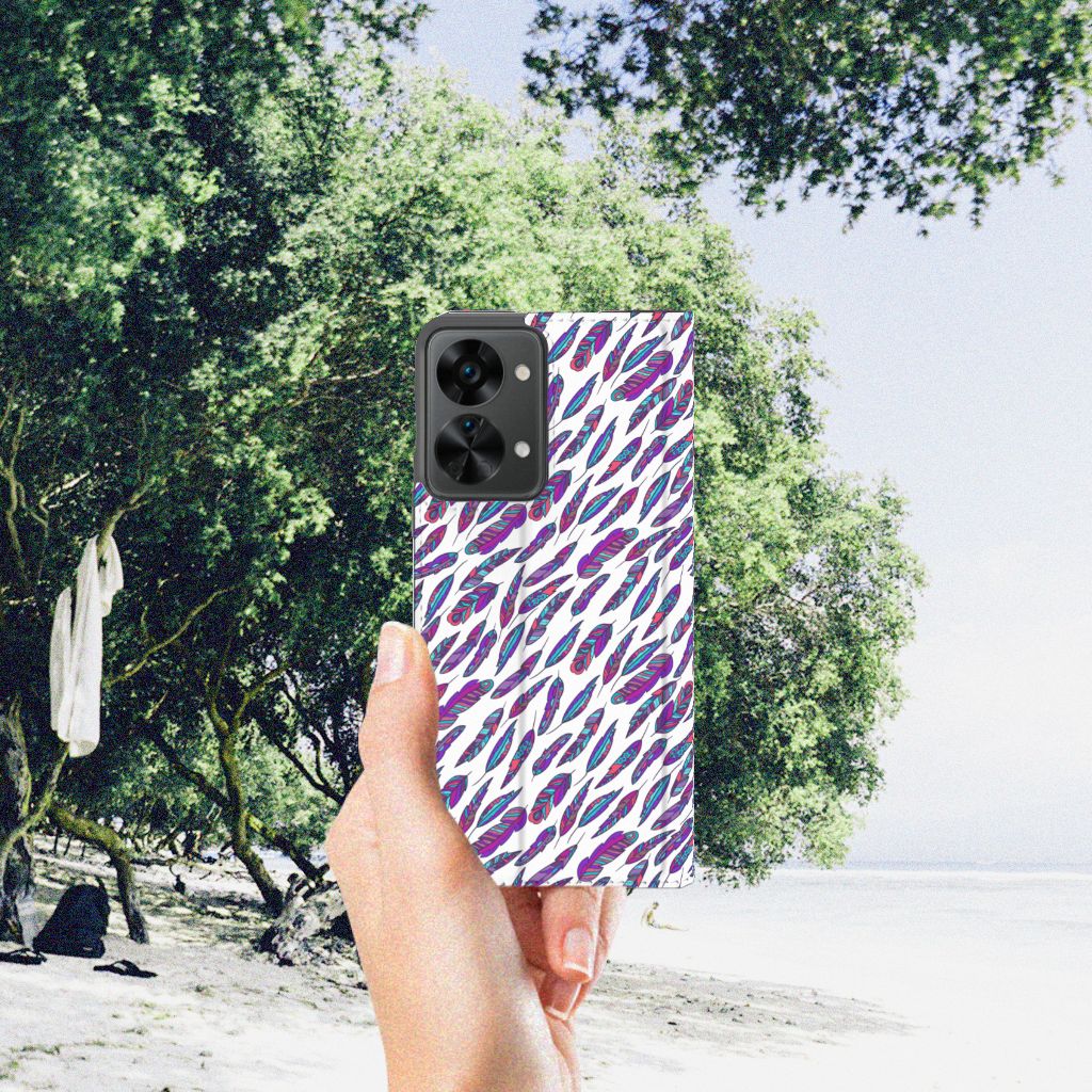 OnePlus Nord 2T Hoesje met Magneet Feathers Color - B2C Telecom
