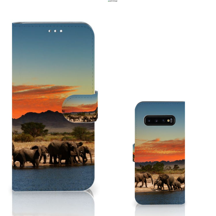 Samsung Galaxy S10 Plus Telefoonhoesje met Pasjes Olifanten