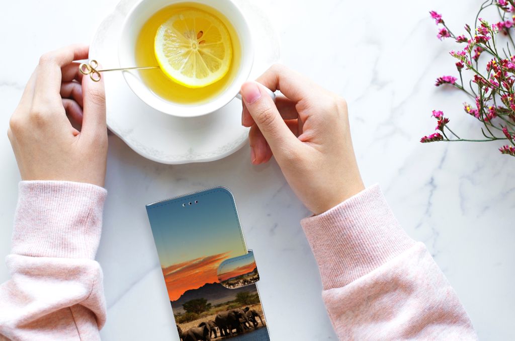 Samsung Galaxy A40 Telefoonhoesje met Pasjes Olifanten