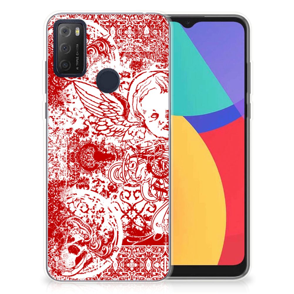 Silicone Back Case Alcatel 1S (2021) Angel Skull Rood B2C Telecom