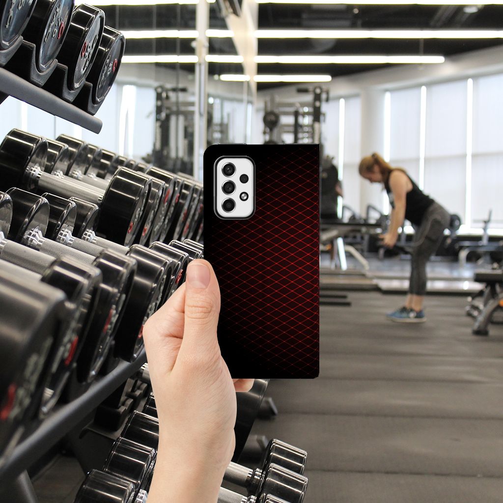 Samsung Galaxy A73 Hoesje met Magneet Geruit Rood - B2C Telecom