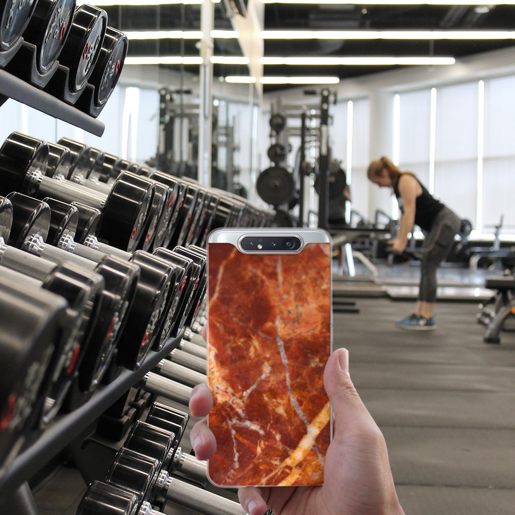 Samsung Galaxy A80 TPU Siliconen Hoesje Marmer Bruin