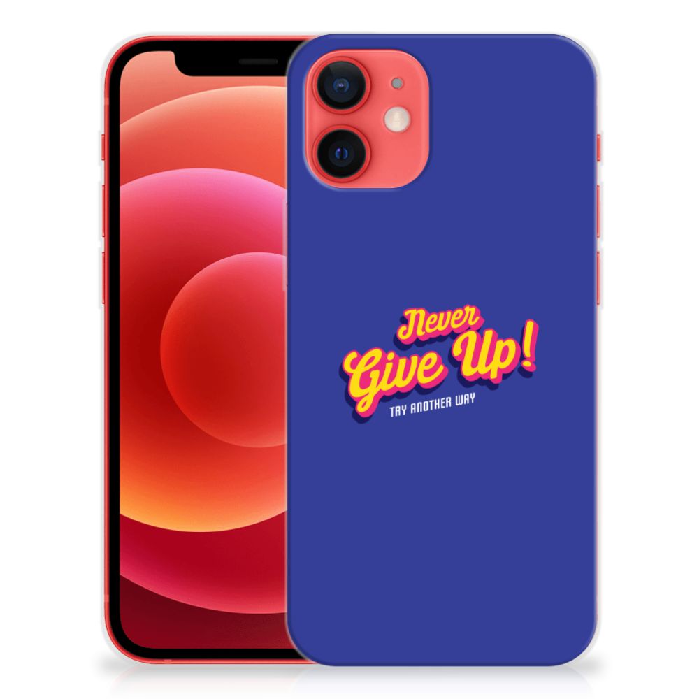 iPhone 12 Mini Siliconen hoesje met naam Never Give Up B2C Telecom