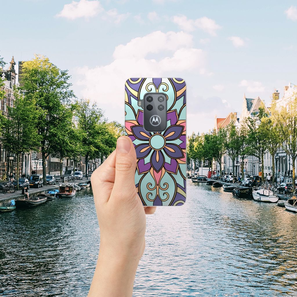 Motorola One Zoom TPU Case Purple Flower