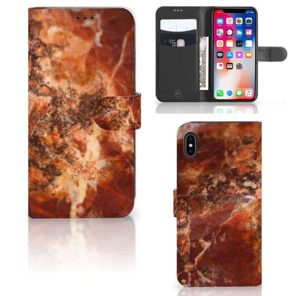 Apple iPhone Xs Max Bookcase Marmer Bruin