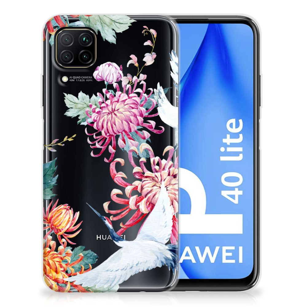 Huawei P40 Lite TPU Hoesje Bird Flowers