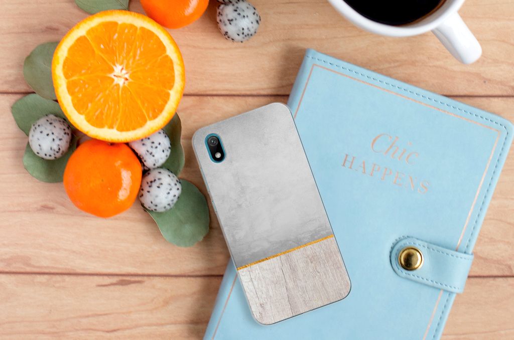 Huawei Y5 (2019) Bumper Hoesje Wood Concrete