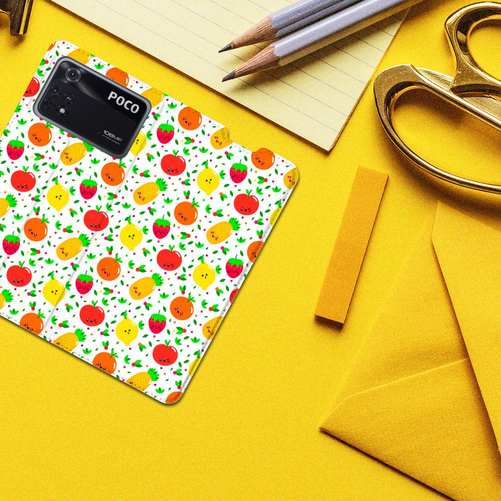 Poco X4 Pro 5G Flip Style Cover Fruits - B2C Telecom