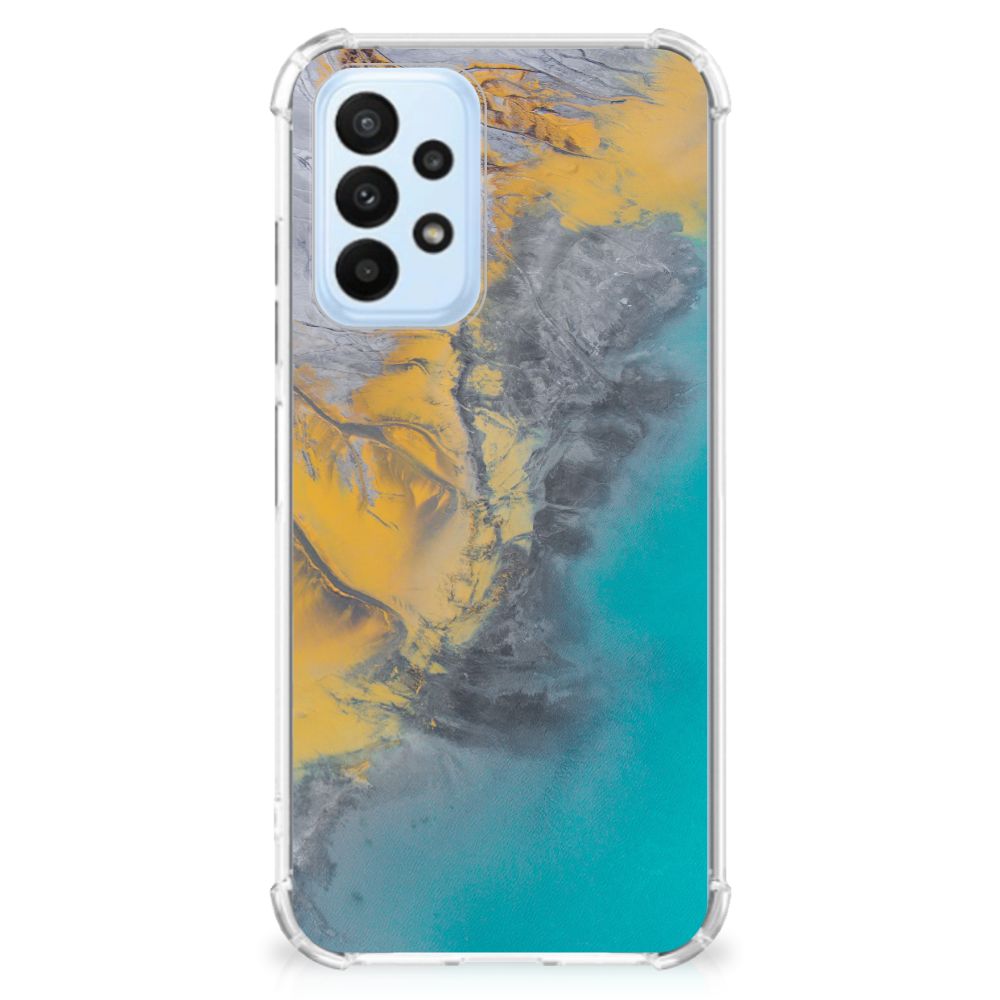 Samsung Galaxy A23 Anti-Shock Hoesje Marble Blue Gold - B2C Telecom