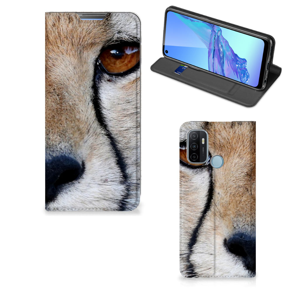 OPPO A53 | A53s Hoesje maken Cheetah met close-up van een cheetah op een stand case.