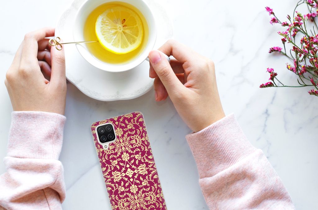 Siliconen Hoesje Samsung Galaxy A12 Barok Pink B2C Telecom