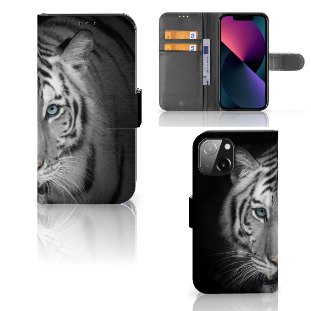 iPhone 13 Mini Telefoonhoesje met Pasjes Tijger