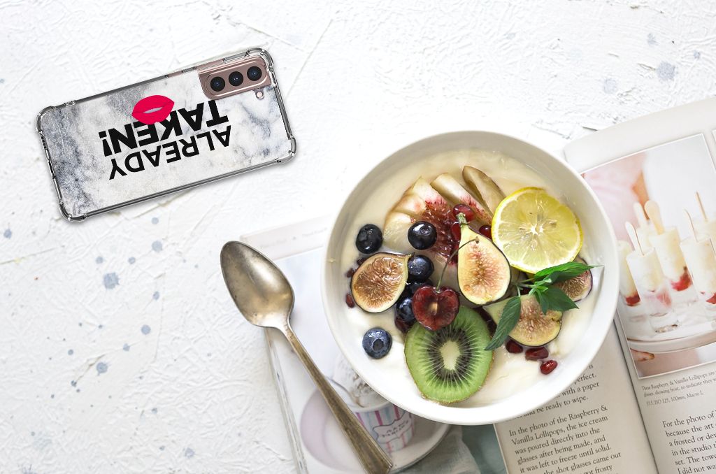 Samsung Galaxy S21 Plus Telefoonhoesje met tekst Already Taken White B2C Telecom
