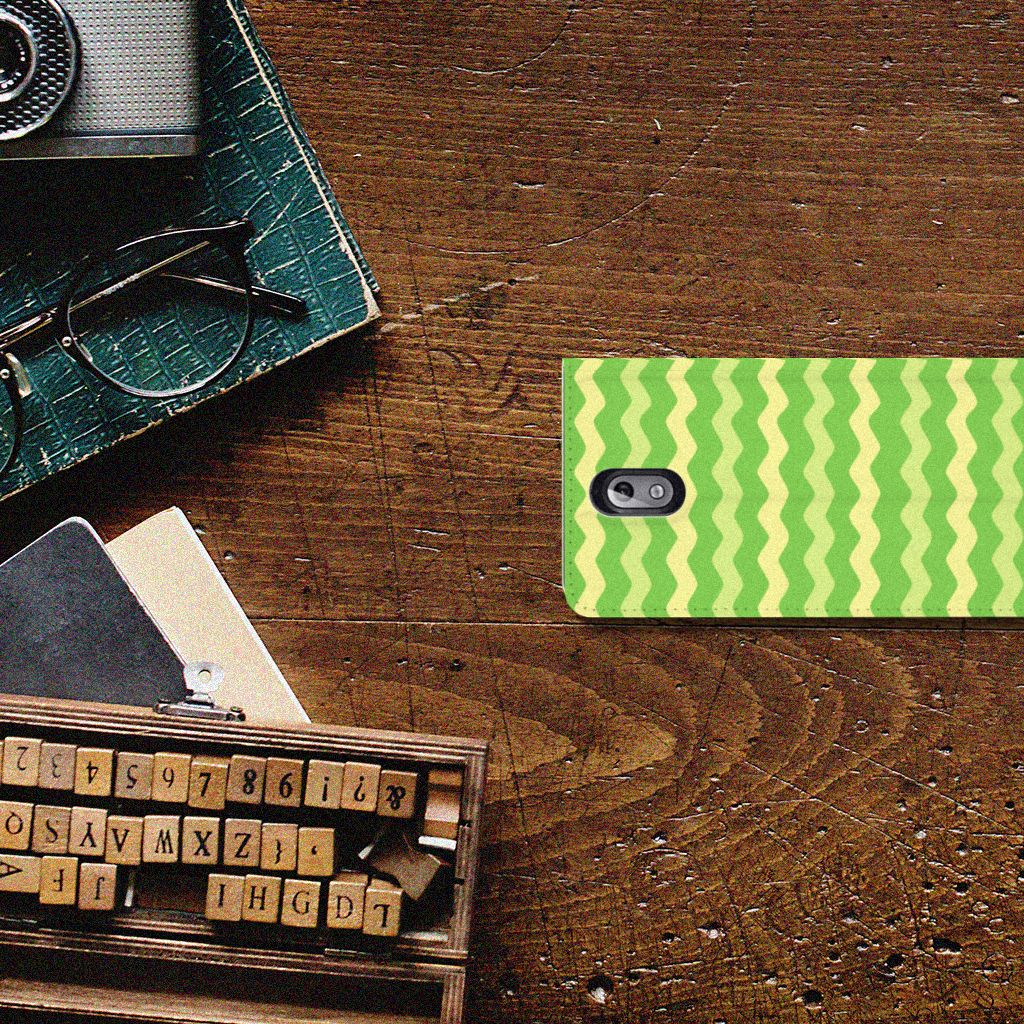 Nokia 3.1 (2018) Hoesje met Magneet Waves Green