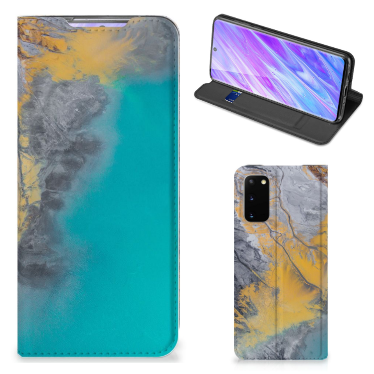 Samsung Galaxy S20 Standcase Marble Blue Gold - B2C Telecom
