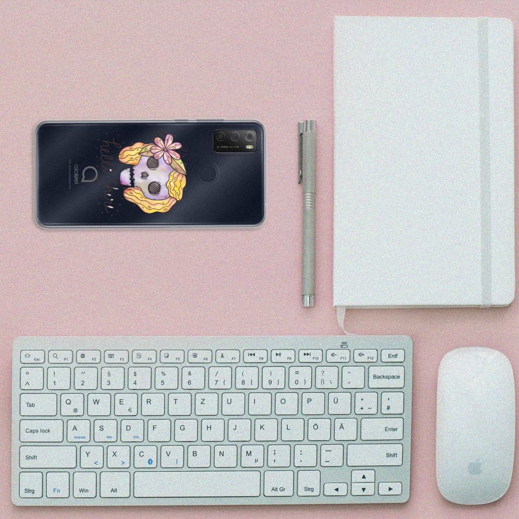 Silicone Back Case Alcatel 1S (2021) Boho Skull