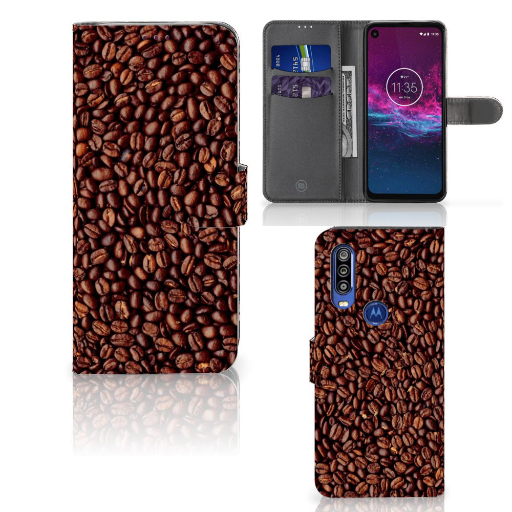 Motorola One Action Book Cover Koffiebonen