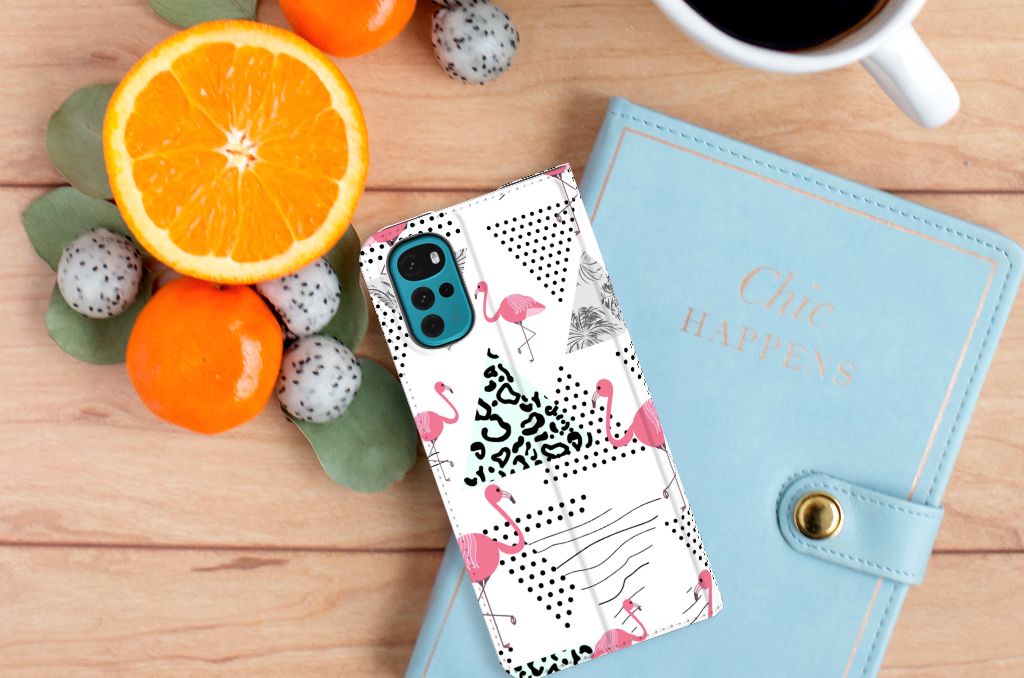 Motorola Moto G22 Hoesje maken Flamingo Triangle - B2C Telecom