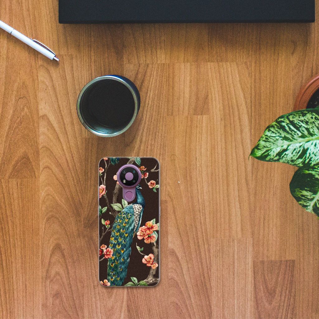 Nokia 3.4 TPU Hoesje Pauw met Bloemen B2C Telecom