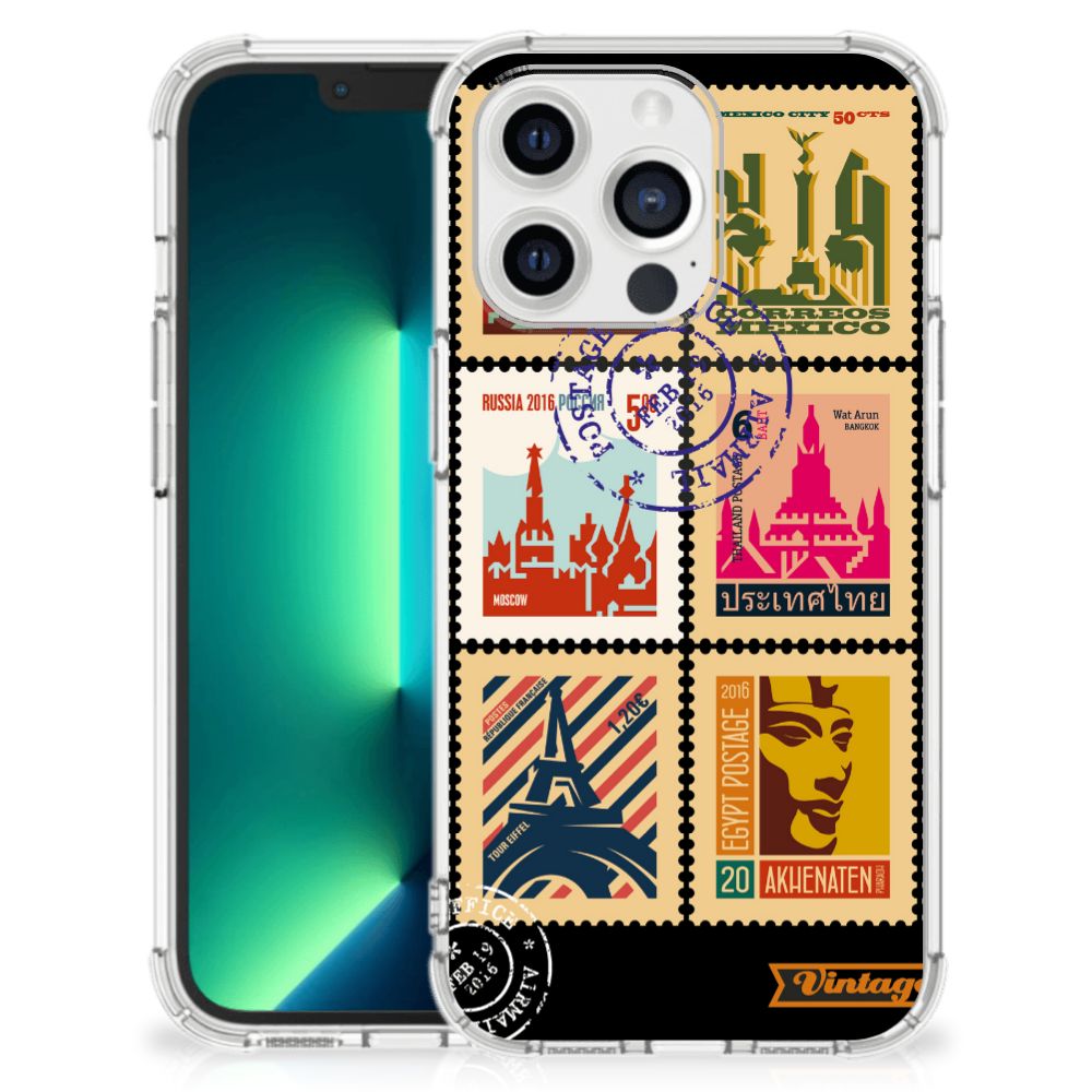 iPhone 13 Pro Max Telefoonhoesje met valbescherming Postzegels - B2C Telecom