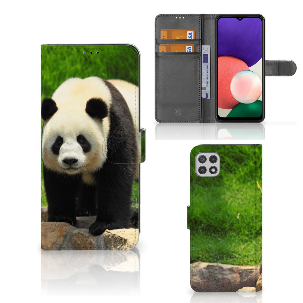 Samsung Galaxy A22 5G Telefoonhoesje met Pasjes Panda