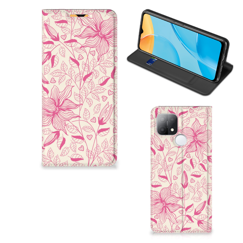 OPPO A15 Smart Cover Pink Flowers - B2C Telecom