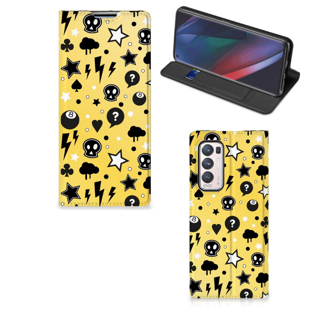 Mobiel BookCase OPPO Find X3 Neo Punk Geel - B2C Telecom