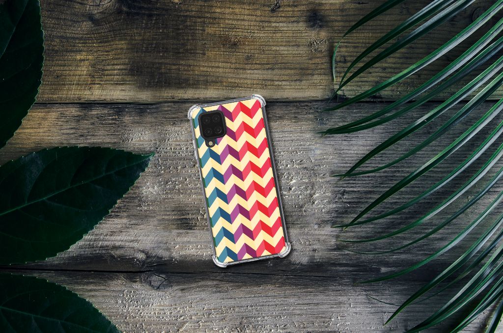 Samsung Galaxy A12 Doorzichtige Silicone Hoesje Zigzag Multi Color - B2C Telecom