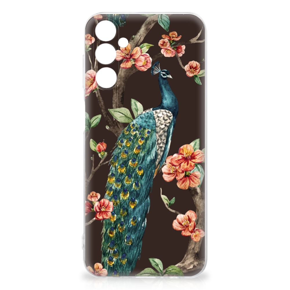 Samsung Galaxy M14 TPU Hoesje Pauw met Bloemen