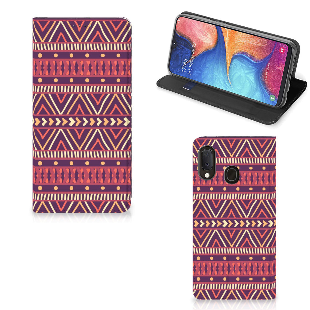 Samsung Galaxy A20e Hoesje met Magneet Aztec Paars
