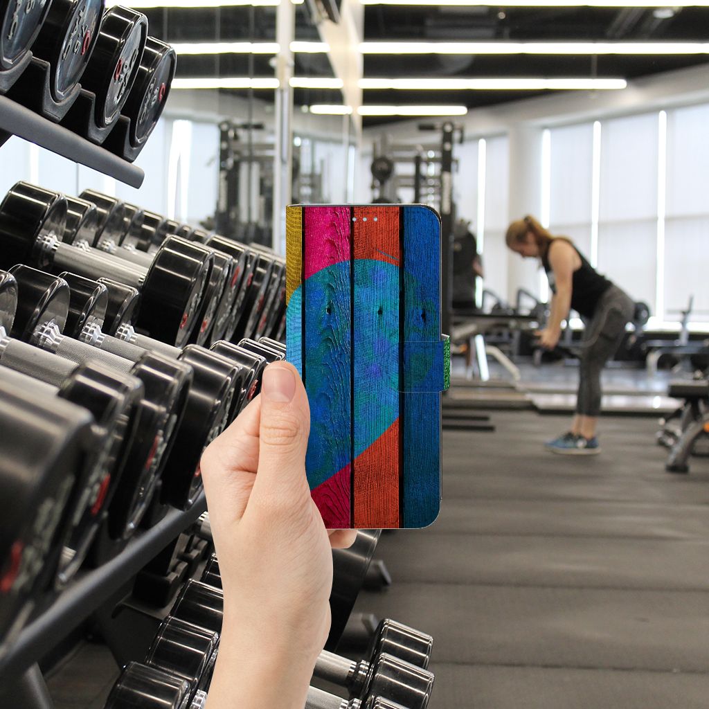 Samsung Galaxy A21s Book Style Case Wood Heart - Cadeau voor je Vriend